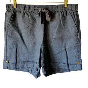 EllenTracy Linen Gray Shorts Relaxed High Rise Waist Tie 4.5" Inseam NWOT